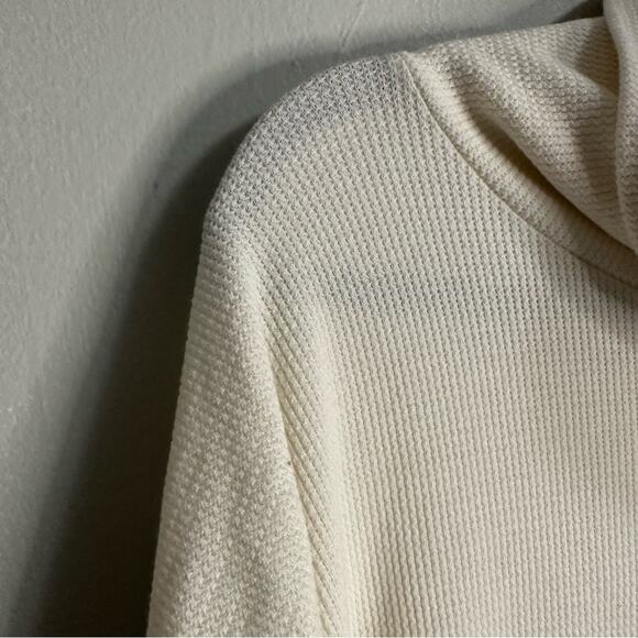 Lulus Waffle Knit Cowl Neck Long Sleeve Mini Short Dress Cream Womens Large - Picture 4 of 8